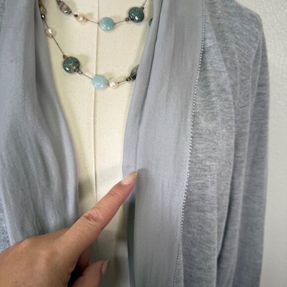 Eileen Fisher Womens Gray Open Front Cardigan Large Sustainable Minimalist Chic - Picture 7 of 13
